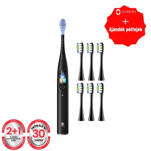 Oclean X Ultra Black elektromos fogkefe+ pótfej (OCL556032+OCL552232)