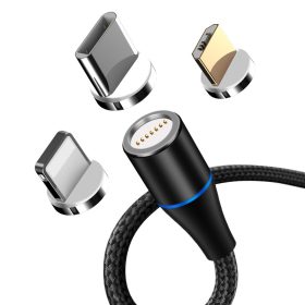   Maxlife mágneses kábel MXUC-03 USB - Lightning + USB-C + microUSB 1,0 m, QC 3.0