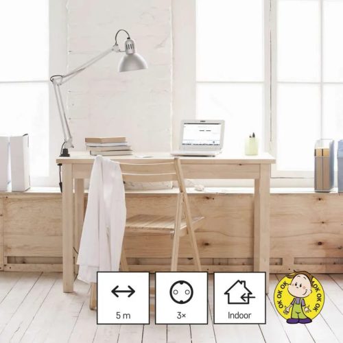 Emos P0325R  Hosszabbító 5 m / 3 aljzat / fehér / PVC / 1,5 mm²