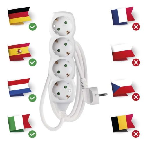 Emos P0421R Hosszabbító 1,5 m / 4 aljzat / fehér / PVC / 1,5 mm²