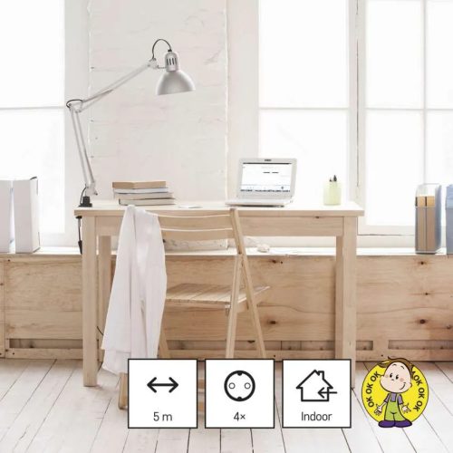 Emos P0425R Hosszabbító 5 m / 4 aljzat / fehér / PVC / 1,5 mm²