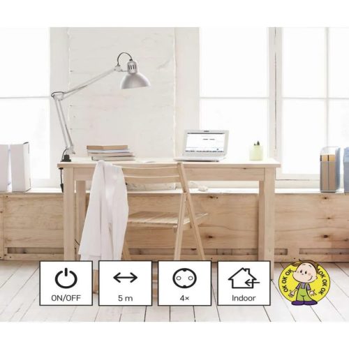 Emos P1425R Hosszabbító 5 m / 4 aljzat / kapcsolós / fehér / PVC / 1,5 mm²