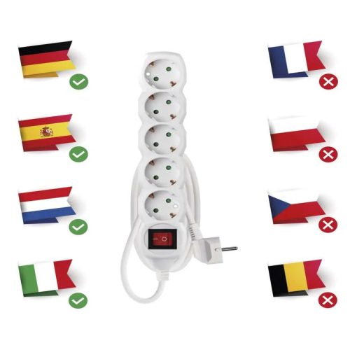 Emos P1521R Hosszabbító 1,5 m / 5 aljzat / kapcsolós / fehér / PVC / 1,5 mm²