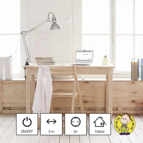 Emos P1523R Hosszabbító 3 m / 5 aljzat / kapcsolós / fehér / PVC / 1,5 mm² 