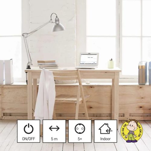 Emos P1525R Hosszabbító 5 m / 5 aljzat / kapcsolós / fehér / PVC / 1,5 mm²
