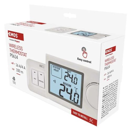 EMOS Manuális vezeték nélküli szobatermosztát P5614