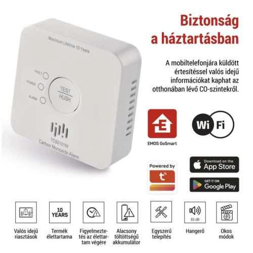 EMOS GoSmart Okos Szén-monoxid érzékelő TCS0101W wifivel (P56400S)
