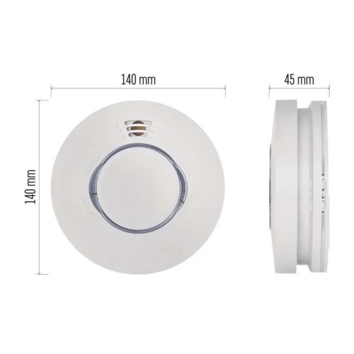EMOS P56502 füstérzékelő és jelző. 85dB, 230V AC, további érzékelőkhöz csatlakoztatható (TSS890B-HI)