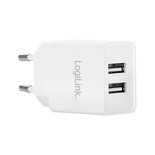 Logilink fali töltő, 2xUSB-A, 10.5W, fehér