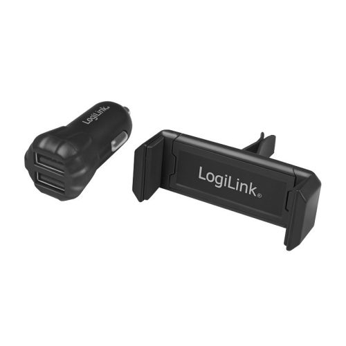 Logilink USB autós töltő + mobiltartó