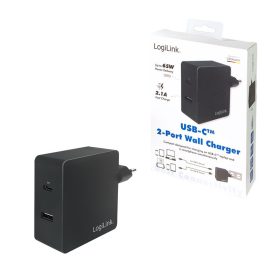   Logilink USB hálózati adapter, 1x USB-C port (PD) és 1x USB-A port, 65 W (PA0213)