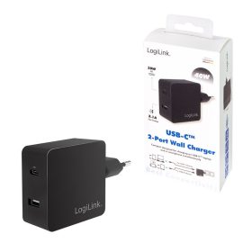   Logilink USB hálózati adapter, 1x USB-C port (PD) és 1x USB-A port, 40 W (PA0219)
