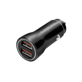   Logilink USB autós töltő, 2x USB-A, 10,5 W, fekete (PA0285)