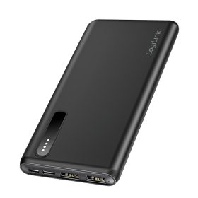   Logilink Power bank 8000 mAh, 2x USB-A, 2 az 1-ben kábel, fekete (PA0311)