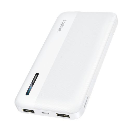 Logilink Powerbank 10 000 mAh, 2x USB-A, USB-C, gyorstöltés funkcióval, fehér