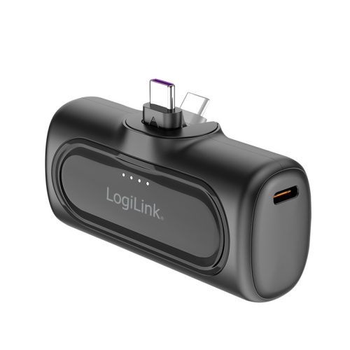 Logilink Kompakt power bank 5000 mAh, 2x USB-C, gyorstöltés funkció, fekete