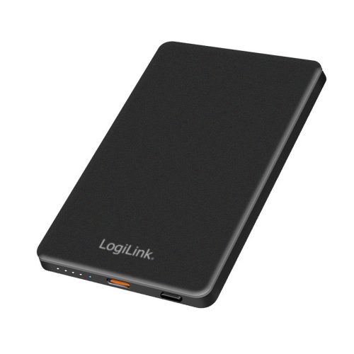 Logilink Mágneses power bank, 5000 mAh, USB-C, PD 15^W, fekete