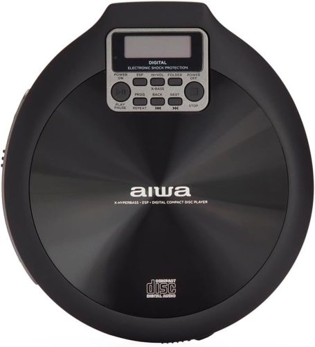 Aiwa PCP-850BK Hordozható MP3 Discman X-HyperBass és 50mp ESP védelemmel, fülhallgatóval és igényes tárolóval, fekete (PCP-850BK)