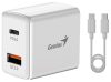 Genius PD-20ACP 20W USB/Type-C fehér hálózati adapter + kábel