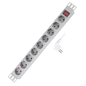   Logilink 19" PDU 9 utas német aljzat, kapcsolóval, világosszürke (PDU9C04)