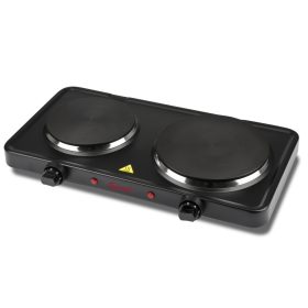   Girmi PE36 Piastra Dupla elektromos tűzhely öntöttvas főzőlapokkal (nagy tányér: 18,5 cm, kis tányér 15,5 cm átmérőjű), 1500W / 1000W teljesítményű