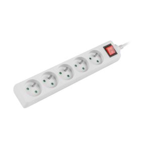 Lanberg 5 foglalatú CU fehér hosszabbító elosztó, 3m