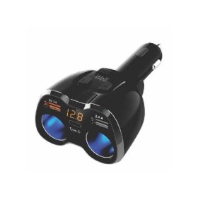   Well PSUP-CAR-MAGIC-WL Autós szivargyújtó adapter - 2 x USB és 1QC3.0  feszültségmérővel és árammérővel - fekete