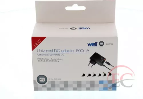 Well PSUP-SMP-600MA-6T-WL Kisméretű univerzális hálózati adapter  600mA