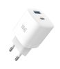 Well PSUP-USB-WPD3301WE-WL 1x USB-A- 1xUSB-C GaN, PD Hálózati töltő – Fehér (30W)