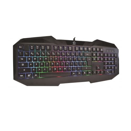 Rebeltec Patrol megvilágított játékbillentyűzet, RGB LED-es, USB interfész, 12 multiméd
