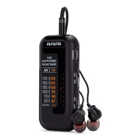   Aiwa R-22BK Hordozható, Stílusos, Vintage, Japán Zsebrádió fekete színben