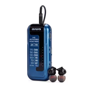   Aiwa R-22BL Hordozható, Stílusos, Vintage, Japán Zsebrádió kék színben