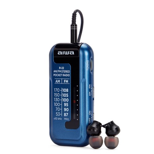 Aiwa R-22BL Hordozható, Stílusos, Vintage, Japán Zsebrádió kék színben