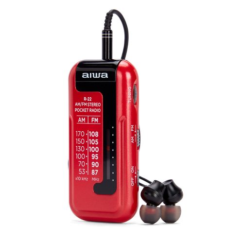 Aiwa R-22RD Hordozható, Stílusos, Vintage, Japán Zsebrádió piros színben