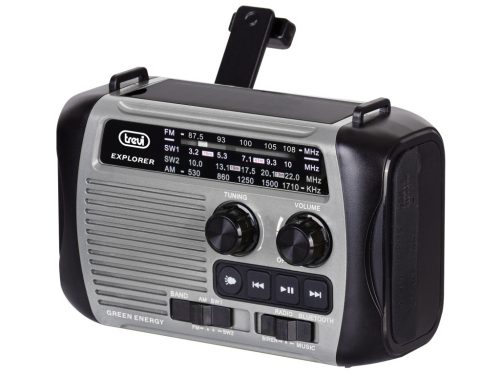 Trevi RA 7F30BT SZÜRKE Hordozható rádió, Bluetooth és médialejátszás, akkus, napelemes és dinamós