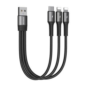   Joyroom S-01530G10 USB-A apa - USB-C/2xLightning 2.0 Adat és töltő kábel - Fekete (0.15m)
