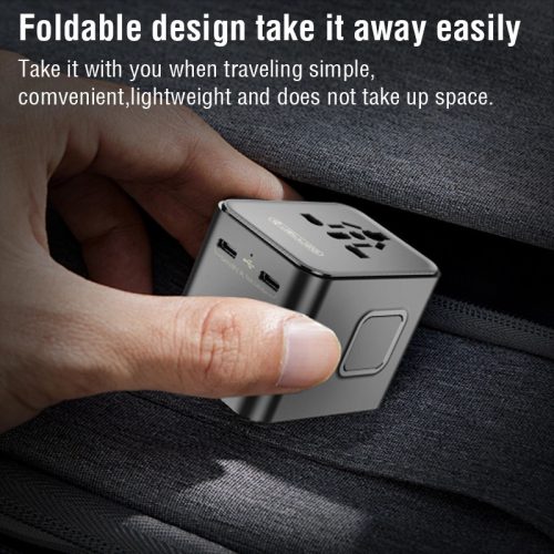 JELLICO univerzális utazó adapter S9 PD 2xUSB-C + 1xUSB, 3.4A Max 2500W, Fekete