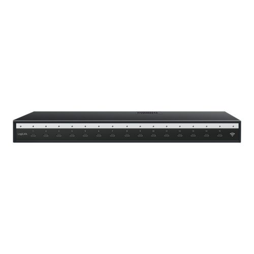 Logilink USB-C többszörös töltő (IPSS), 15 portos, PD, intelligens, fekete