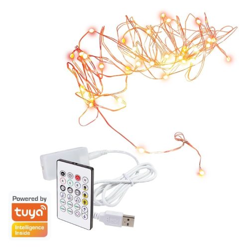 LogiLink Wi-Fi intelligens RGB fényfüzér távirányítóval, Tuya kompatibilis, 5 m