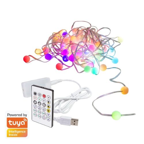 LogiLink Wi-Fi intelligens RGB fényfüzér távirányítóval, Tuya kompatibilis, 3 m