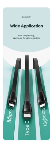 USAMS SJ508 3 az 1 ben öncsévélős töltőtőkábel 30cm-110cm 1380759