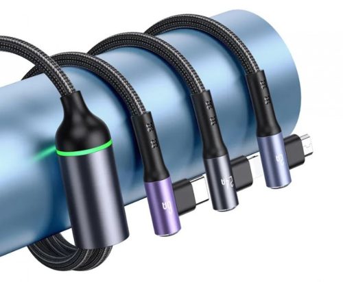 USAMS SJ561USB01 3 az 1-ben gyorstöltő és adat kábel Micro USB, Lightning, Type-C, 66W