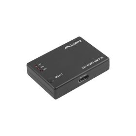   LANBERG VIDEO SPLITTER 3X HDMI FEKETE + MICRO USB PORT + TÁVVEZÉRLŐ