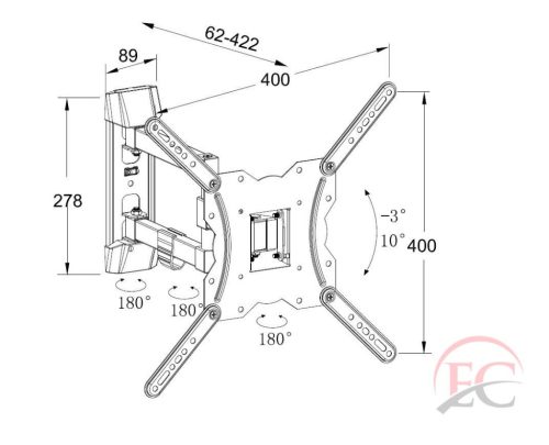 Well TVS-LCD-SW355-WL Fali konzol  23"- 55" 58 - 140 cm