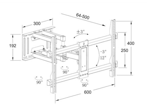 Well TVS-LCD-SWA670-WL LCD TV Fali tartókonzol 32 – 70” (81 - 178 cm)