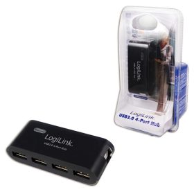 LogiLink USB 2.0-ás 4 portos hub, táppal, fekete (UA0085)