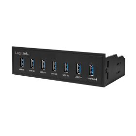   Logilink USB 3.0 hub 5,25", 7 portos, belső, gyorstöltő porttal, fekete (UA0342)