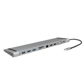   Logilink USB 3.2 Gen 1 dokkolóállomás, USB-C, 11-port, PD, ezüst (UA0373)