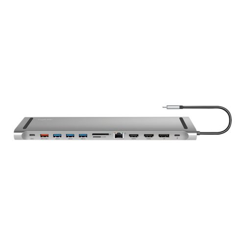 Logilink USB 3.2 Gen2 dokkoló állomás, USB-C, 12 port, PD, ezüst