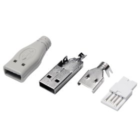   Logilink USB 2.0 csatlakozó önálló összeszereléshez, USB-A/M, forrasztási típus, szürke (UP0001)